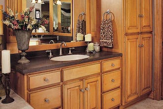 Bath-Glazed-wMirrors Graber Supply Solid Wood Construction Cabinets