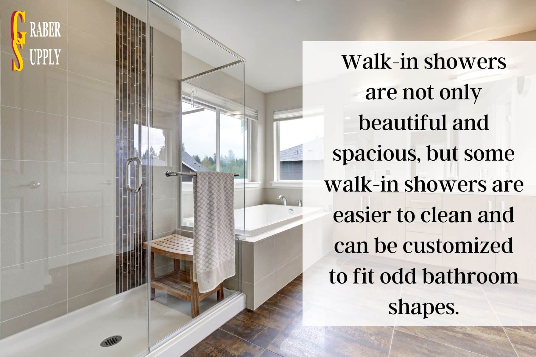 it is easy to clean the beautiful and spacious walk-in showers
